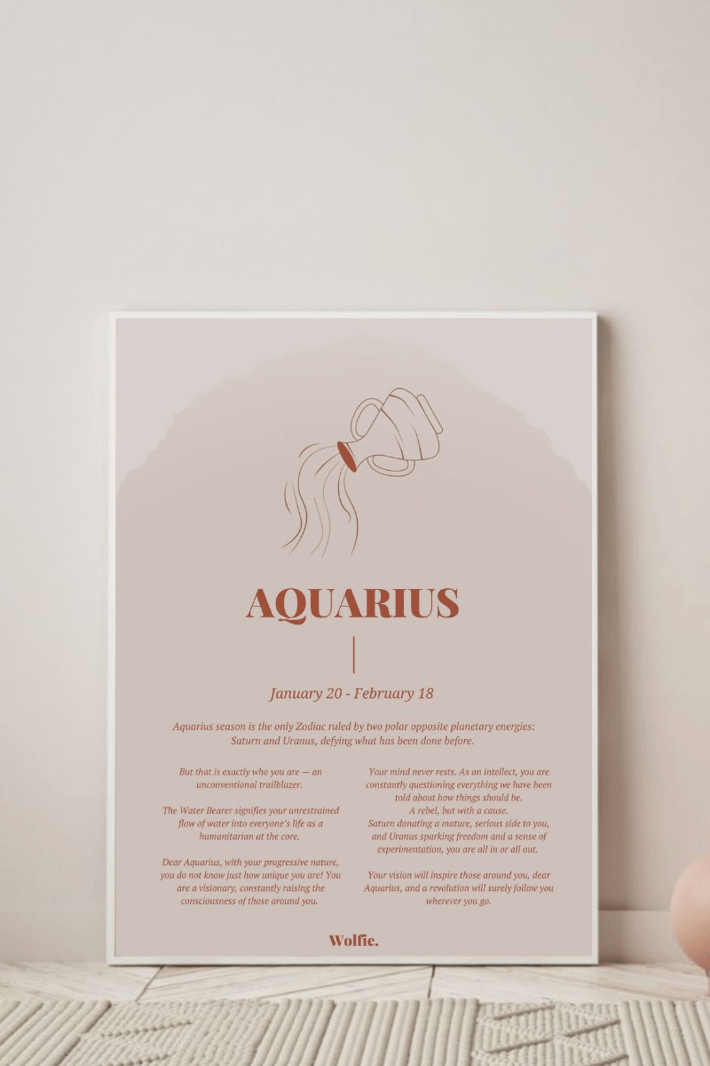 Aquarius Zodiac Poster - Wolfie Kids