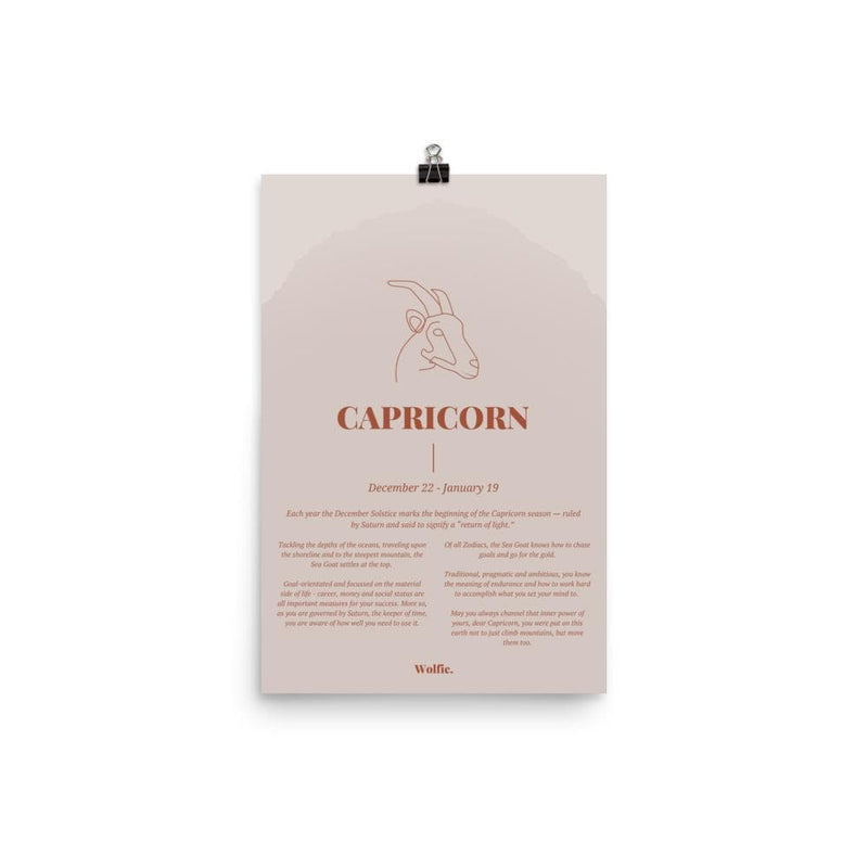 Capricorn Zodiac Poster - Wolfie Kids
