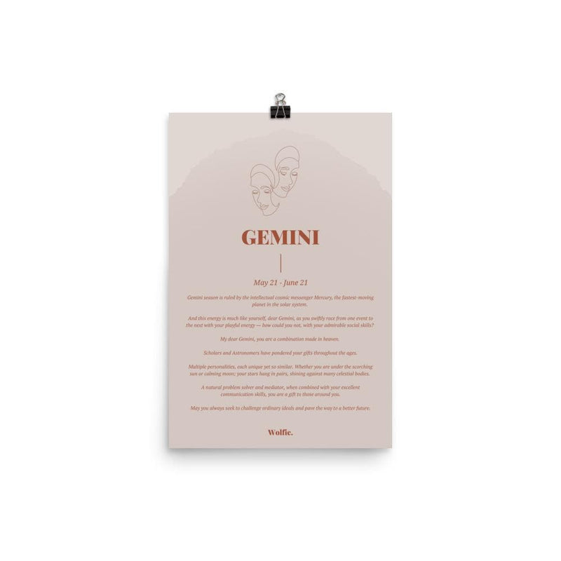 Gemini Zodiac Poster - Wolfie Kids