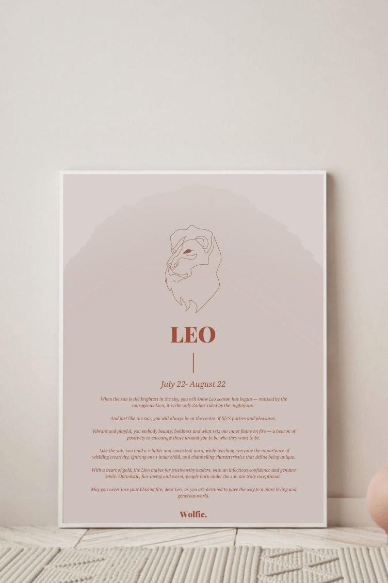 Leo Zodiac Poster - Wolfie Kids