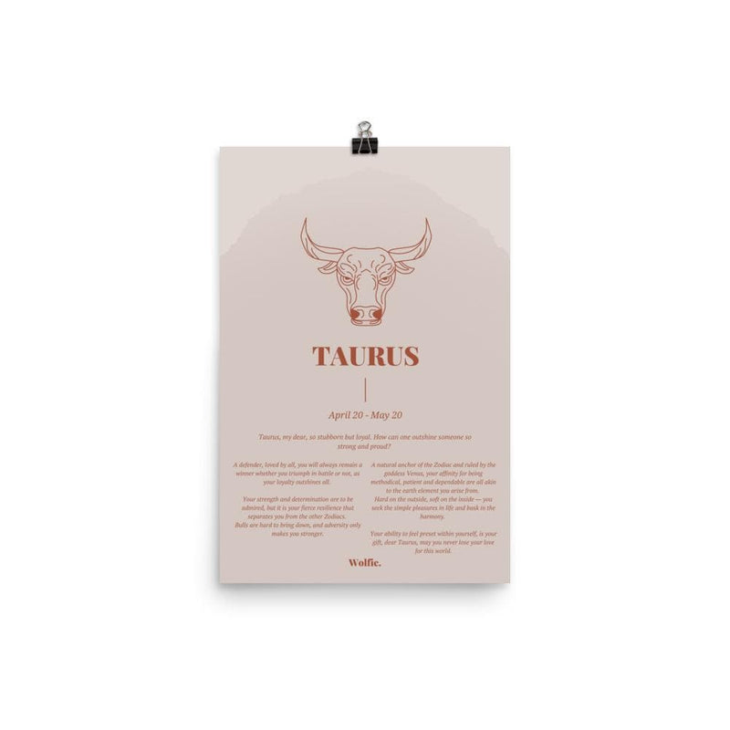 Taurus Zodiac Poster - Wolfie Kids