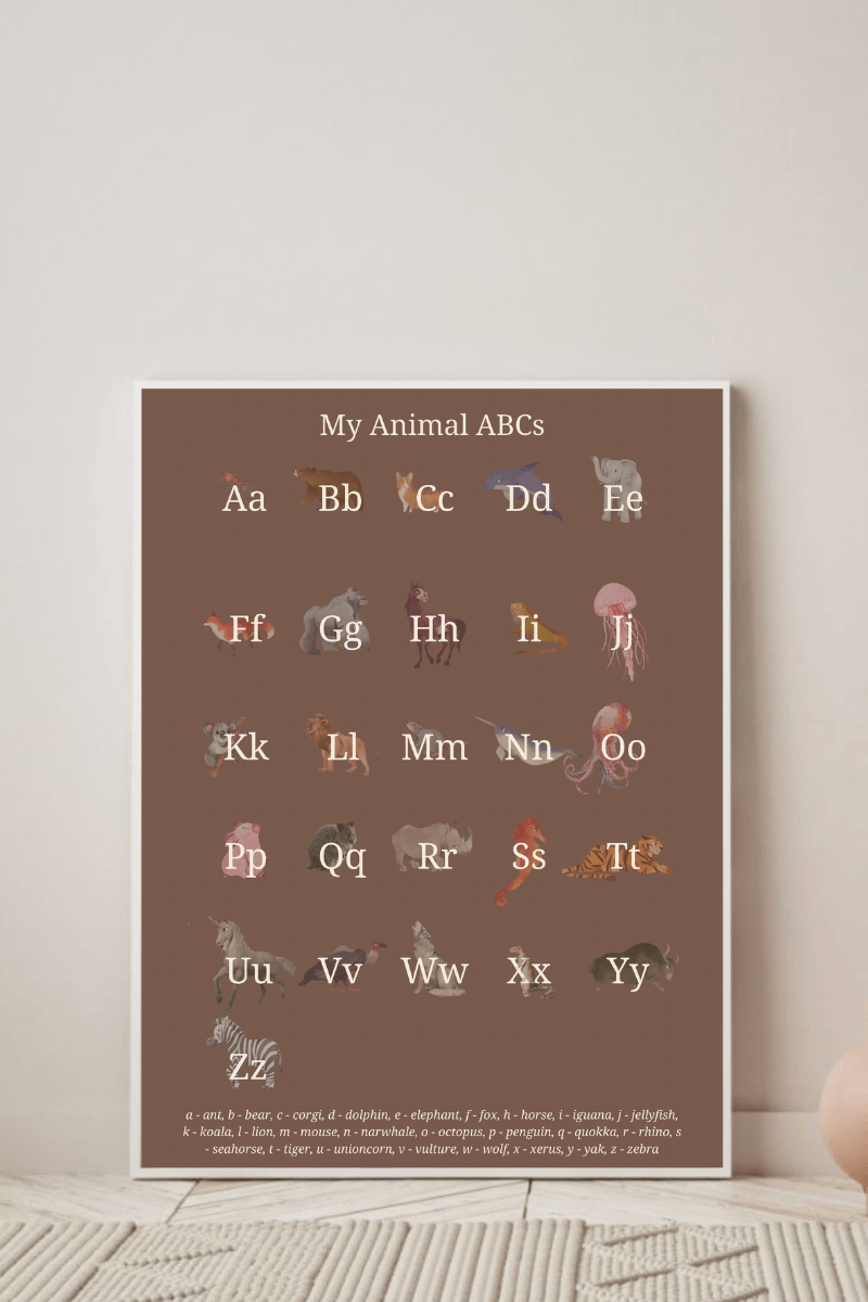 Wolfie's ABC educational poster | cocoa - Wolfie Kids
