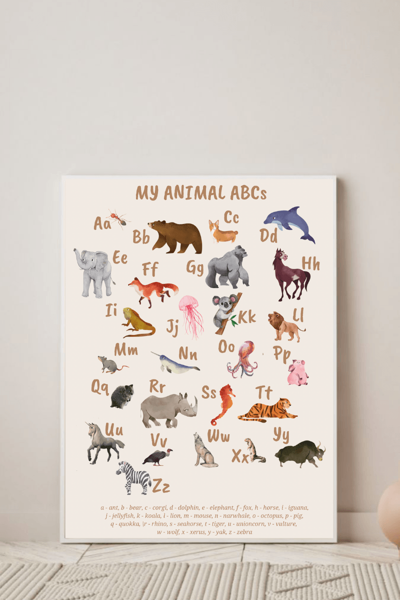Wolfie's ABC educational poster | cream - Wolfie Kids